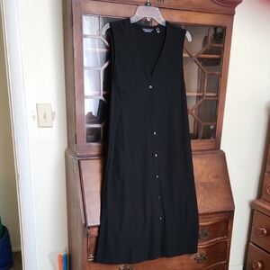 Susan Graver Black Button-Down Midi Duster Vest. NWOT Never Worn Siz M